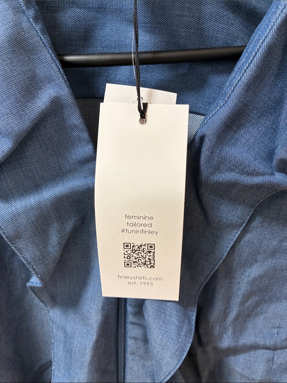 Finley Denim-Blue Ruffle Front Blazer Jacket - Picture 2 of 4